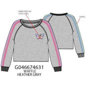 Paper Flower Butterfly Embroidery And Side Color Taping Sweatshirt