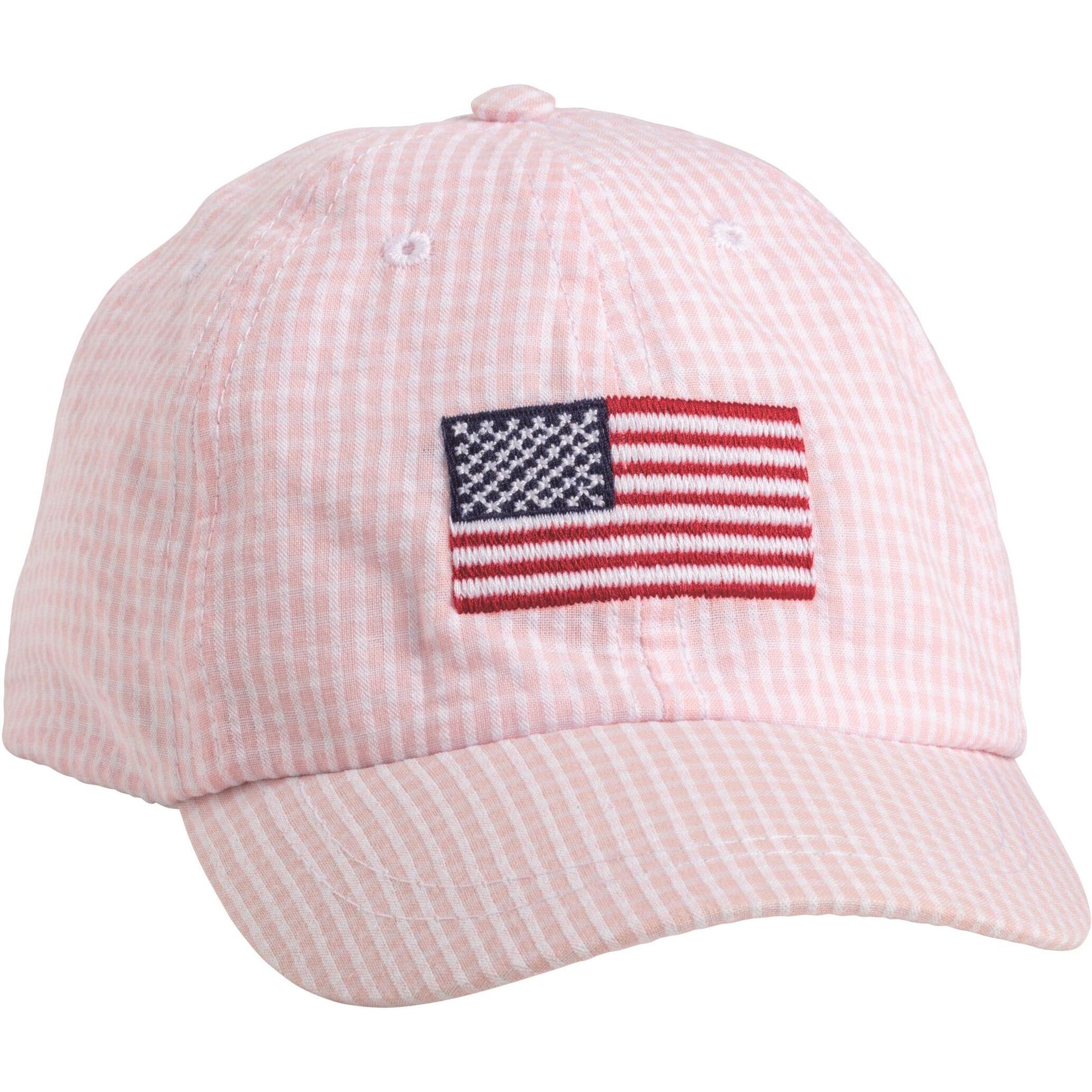 Mud Pie Pink American Flag Embroidered Hat
