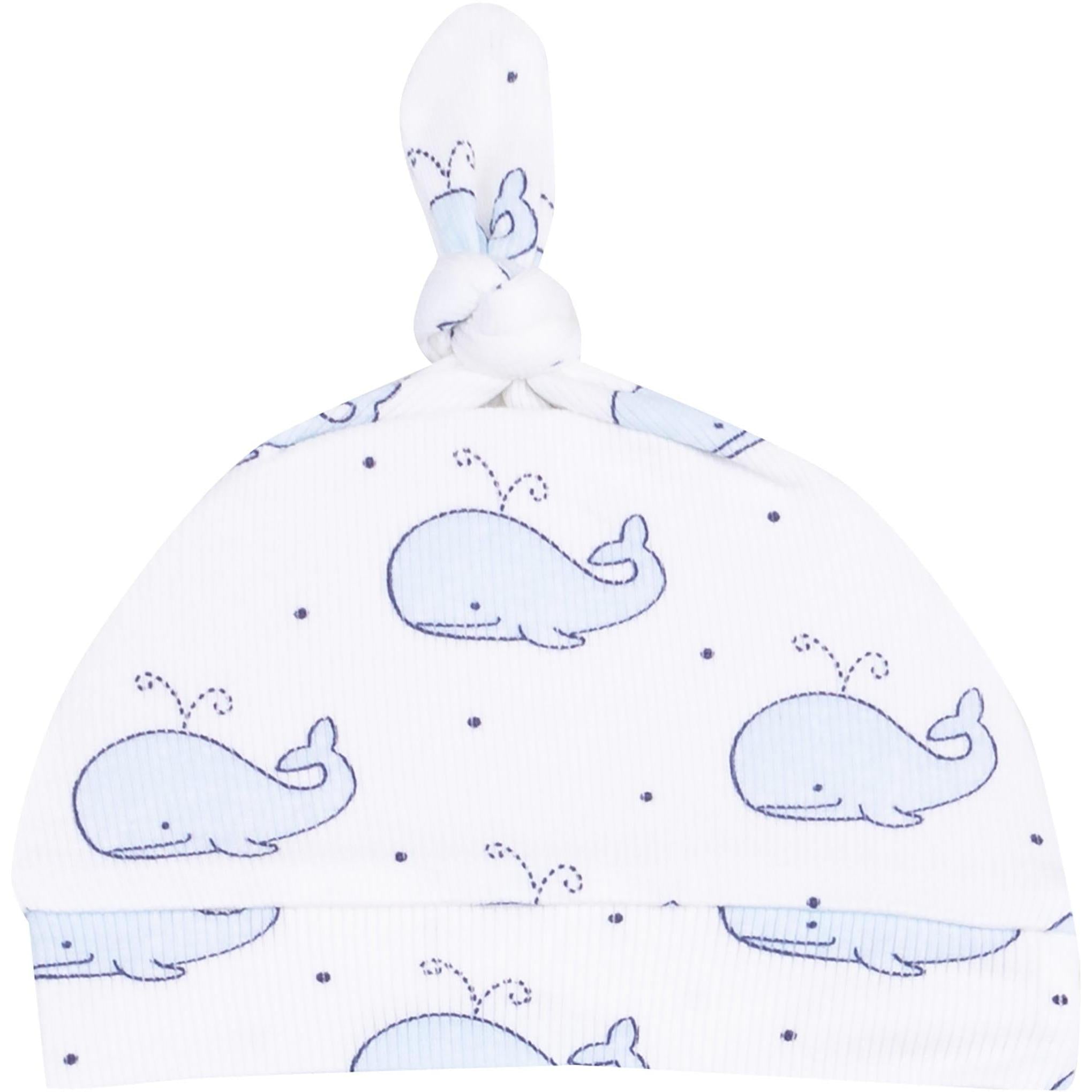 Angel Dear Bubbly Whale Blue Ribbed Knotted Hat