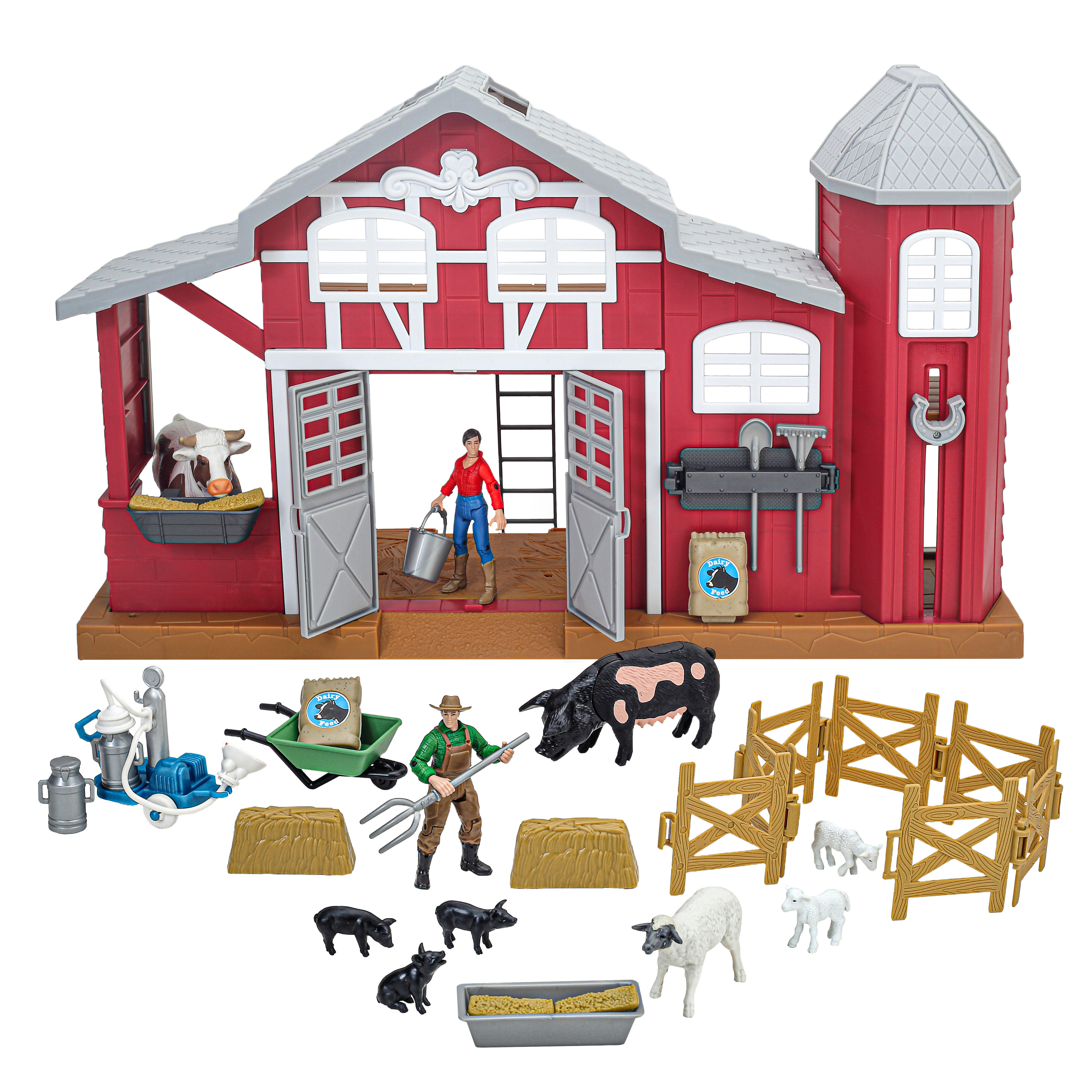 Big Country Toys 38-Piece Dairy Barn Playset