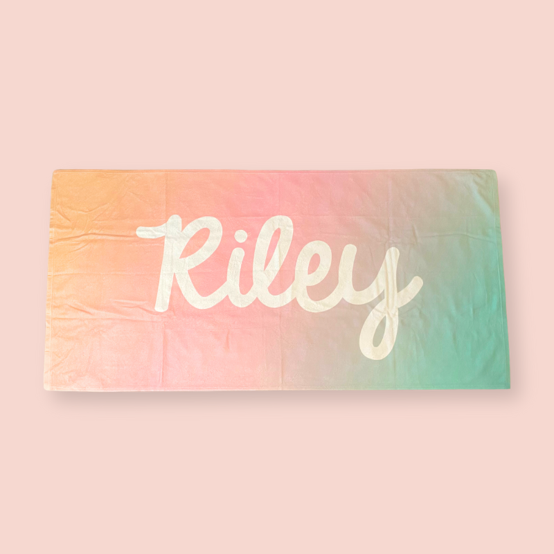 Sugar + Maple Personalized Towel | Centered Name on Ombre