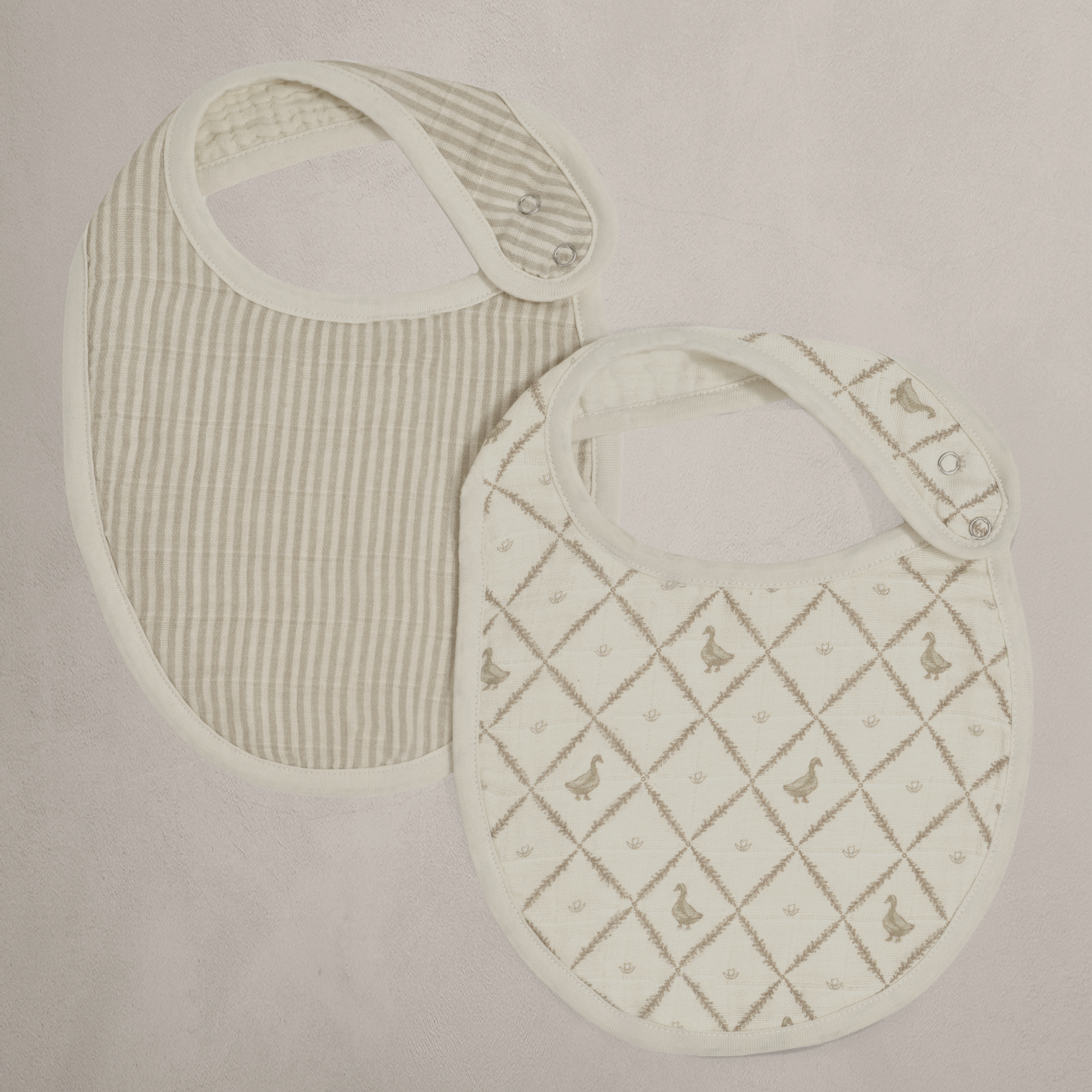 Oilo Bear Stripes & Duck Premium Muslin Bib 2-Pack