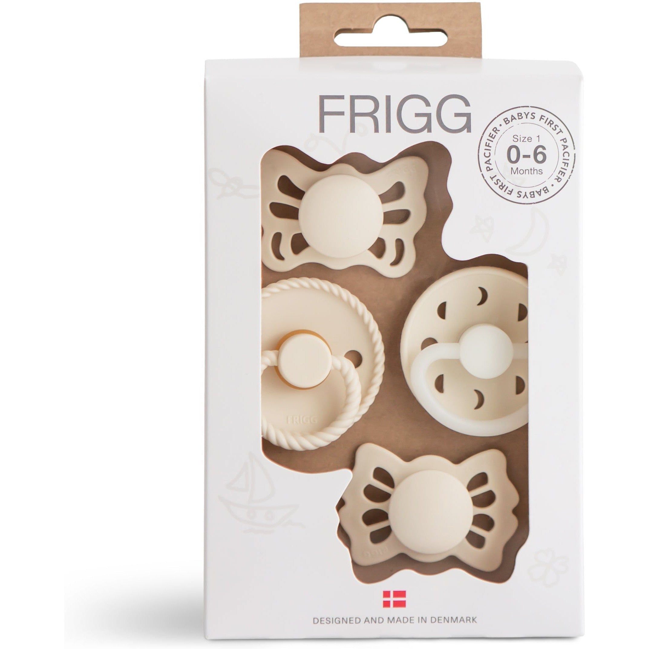 FRIGG Baby's First Pacifier Moonlight Sailing (Cream) 4-Pack