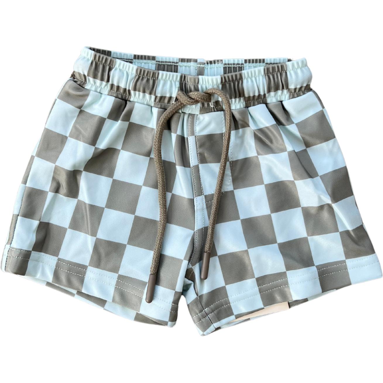 Babysprouts Boy's Swim Shorts | Checker In Seagrass
