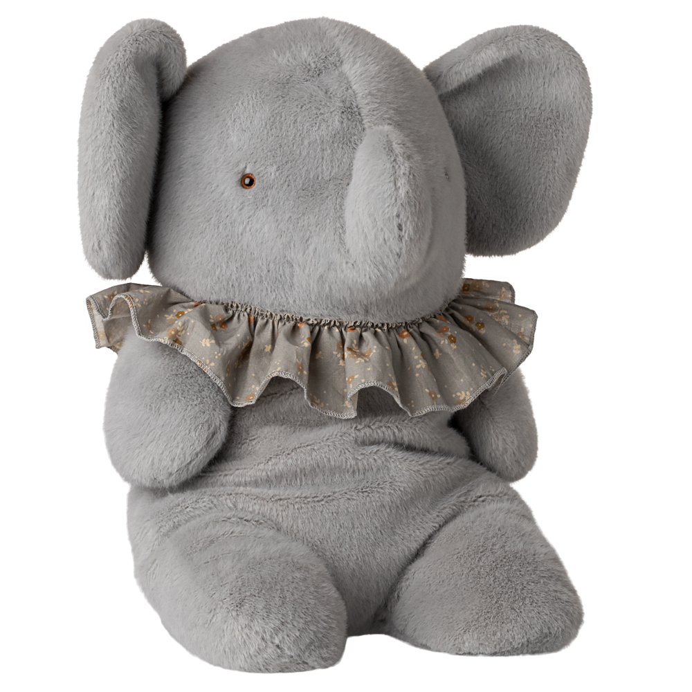Maileg Elephant plush, Big - Blue/grey