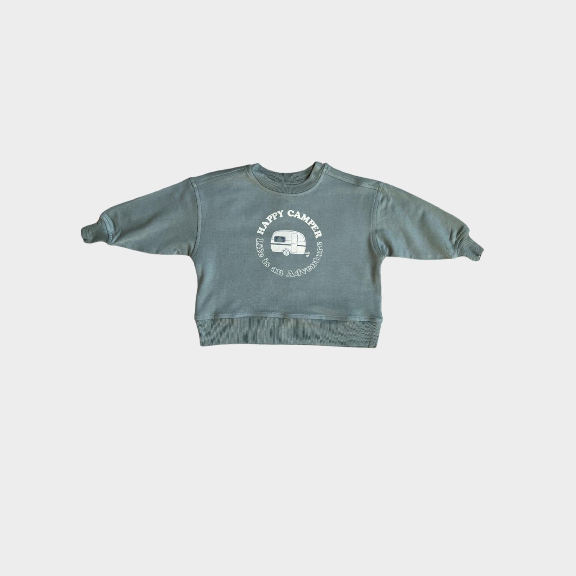 Babysprouts Happy Camper/Pistachio Boxy Sweatshirt