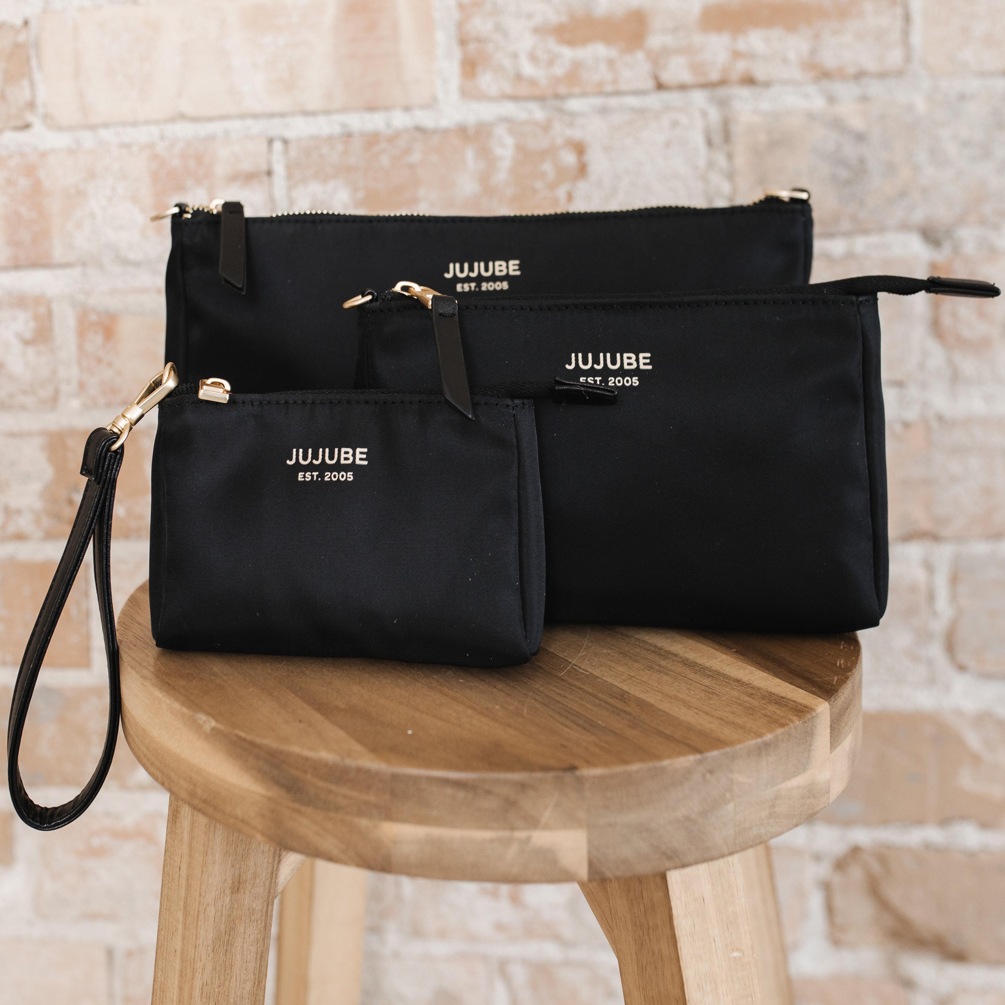 Jujube 3-Piece Pouch Clutch Purse Set | Black