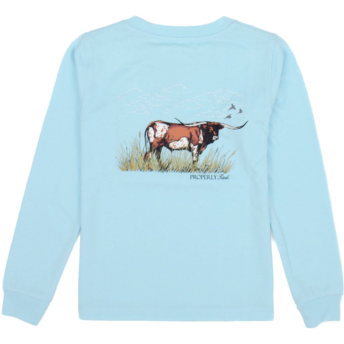 Properly Tied Boys Longhorn Long Sleeve | Powder Blue