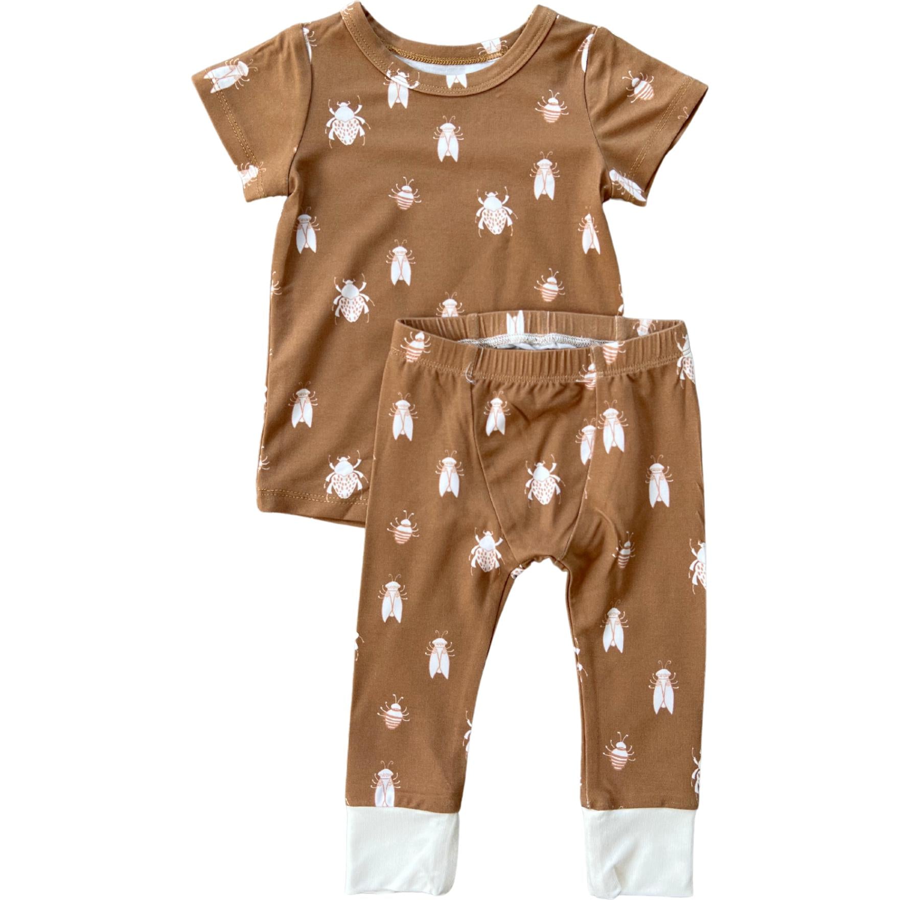 Babysprouts Short Sleeve Lounge Set | Bugs In Toffee