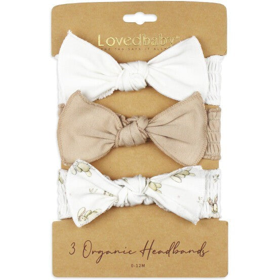 L'ovedbaby Organic Smocked Headband 3-Pack | Brixy Bunny Biscuit