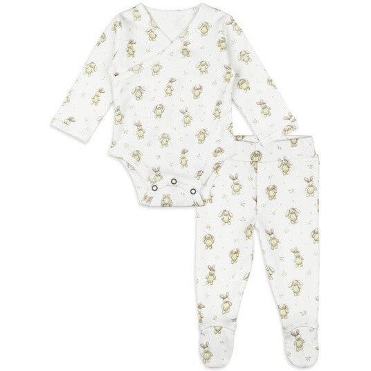L'ovedbaby Organic Wrap Bodysuit & Footed Pant Set | Brixy Bunny Biscuit