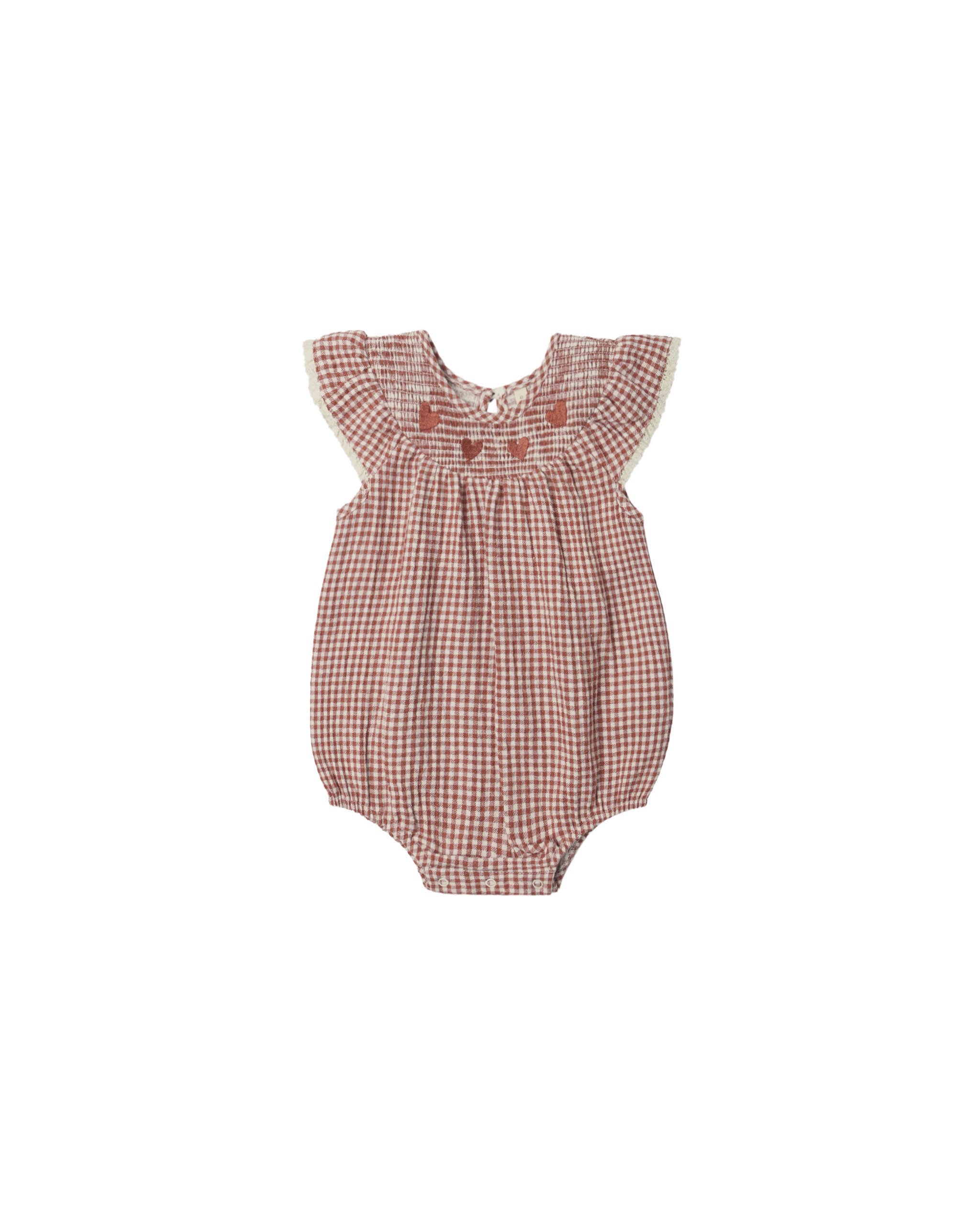 Quincy Mae Lenore Romper || Red Gingham