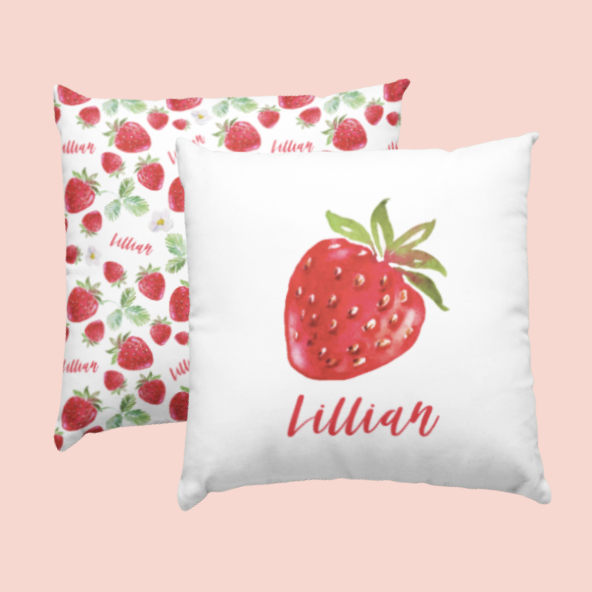 Sugar + Maple Custom Pillow | Centered Sweet Strawberry