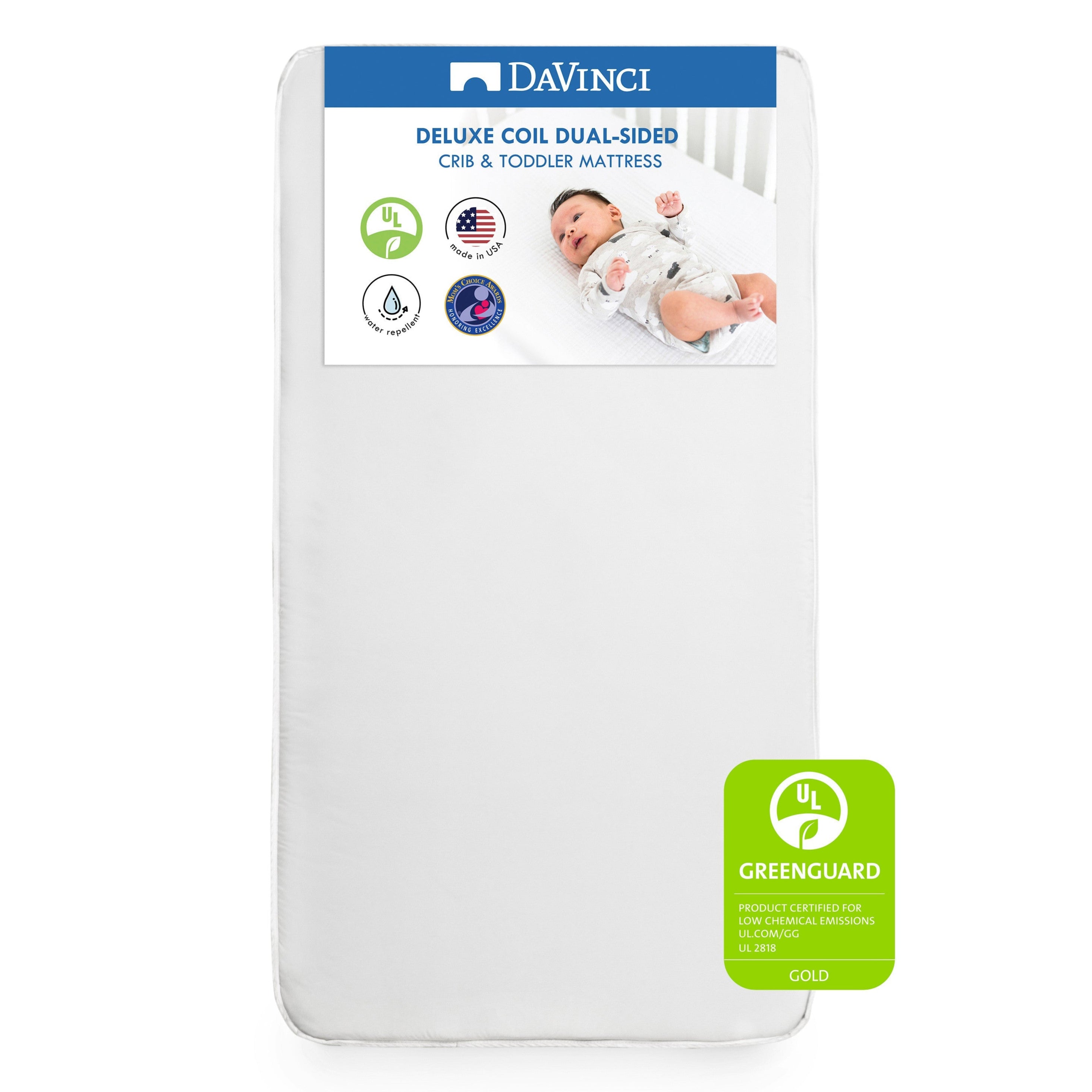 DaVinci Deluxe Coil Dual-sided Crib & Toddler Mattress | Extra firm | GREENGUARD Gold Certified | Waterproof