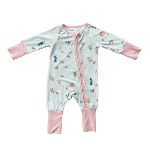 Babysprouts Clothing Company Long Sleeve Zip Romper | Botanical