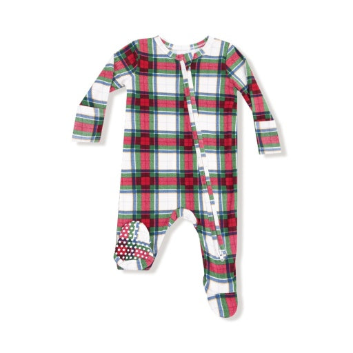 Angel Dear Holiday Plaid - 2 Way Zipper Footie