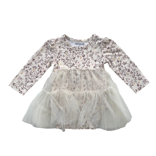 Baby Sprouts Tulle Bodysuit Dress | Floral Vines