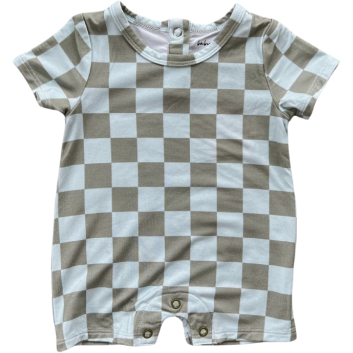 Babysprouts Tee Romper | Checker In Seagrass