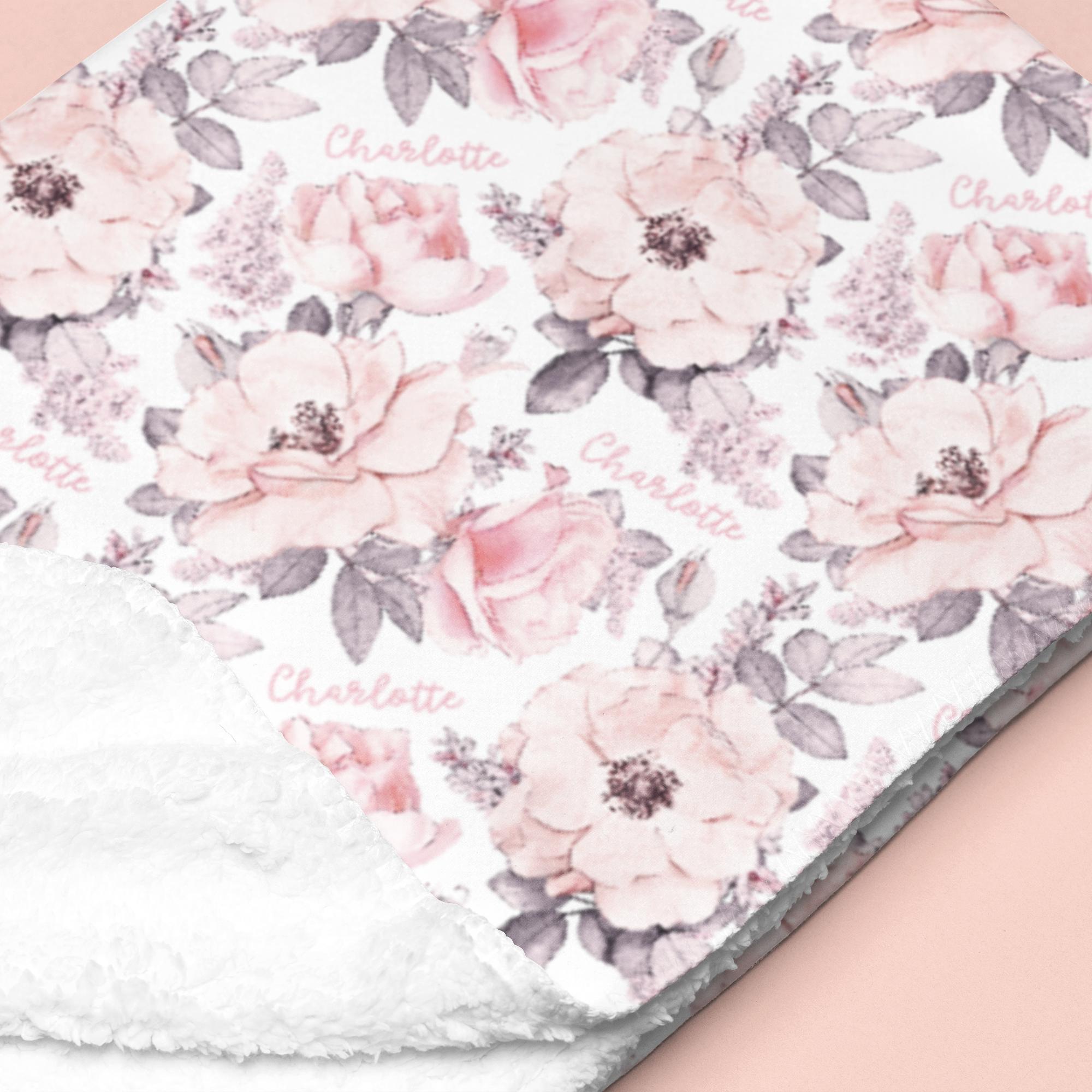 Sugar + Maple Sherpa-Lined Personalized Blanket | Wallpaper Floral
