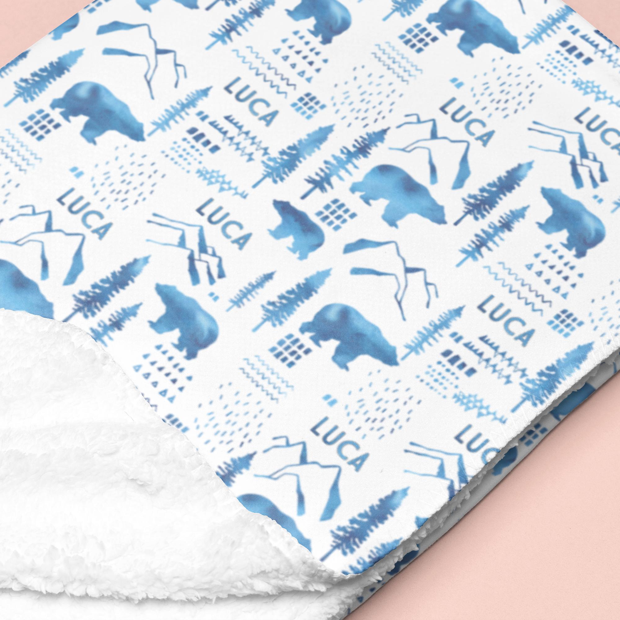 Sugar + Maple Sherpa-Lined Personalized Blanket | Woodland