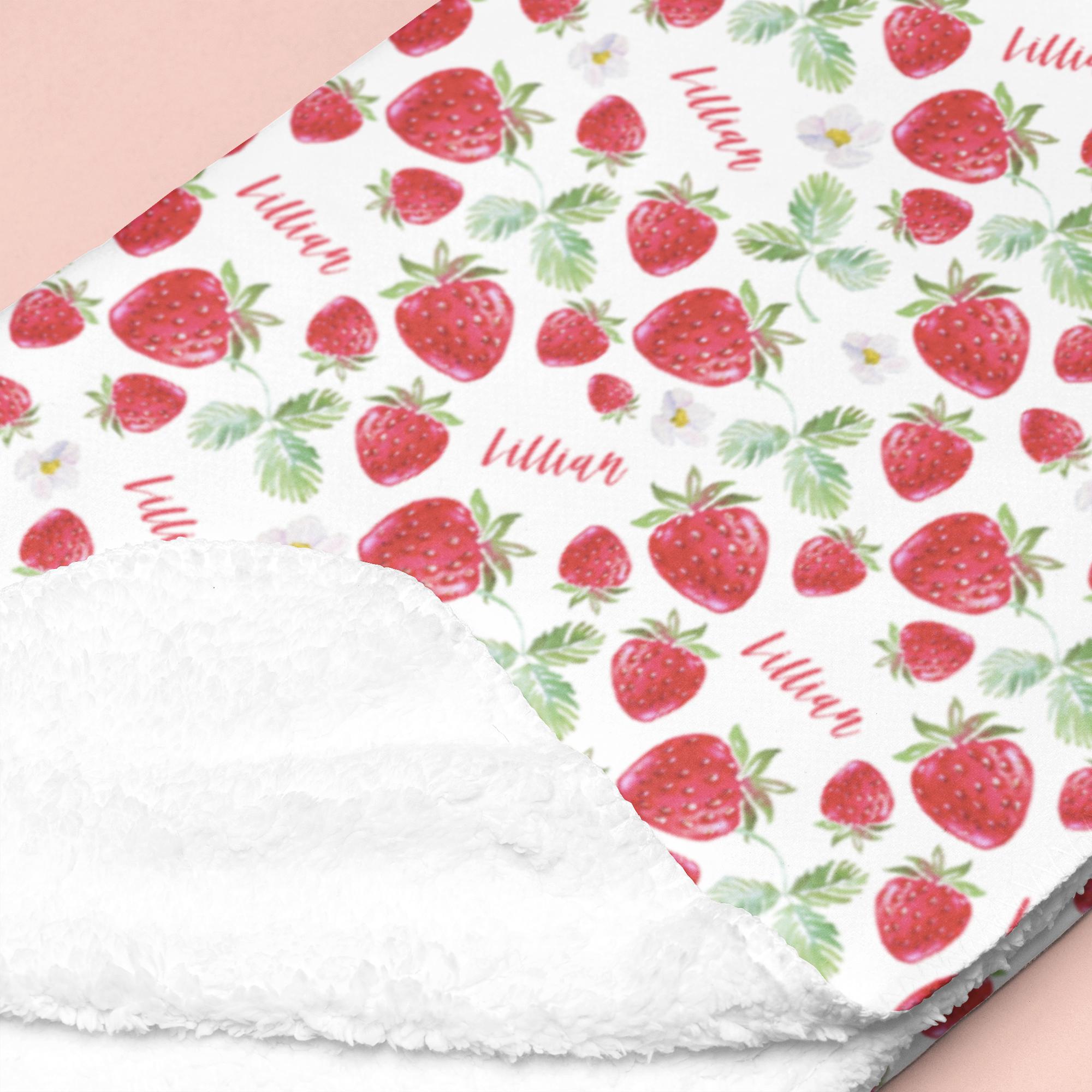 Sugar + Maple Sherpa-Lined Personalized Blanket | Sweet Strawberry