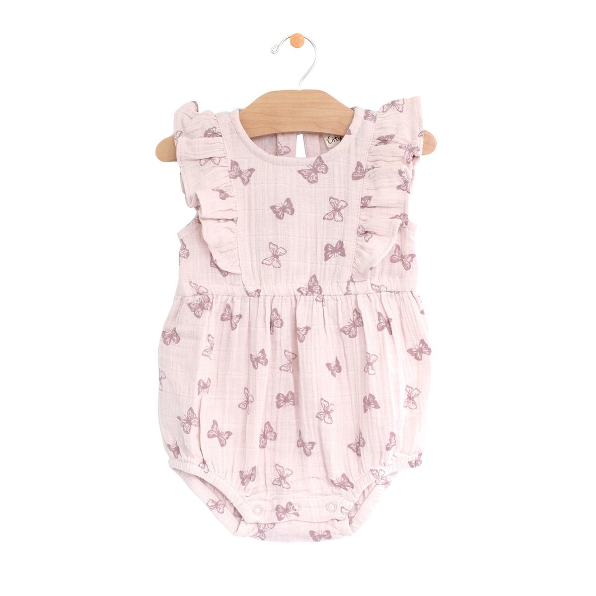 City Mouse Muslin Flutter Bubble Romper - Butterflies