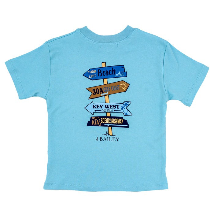 Bailey Boys Beach Sign on Ocean Logo Tee