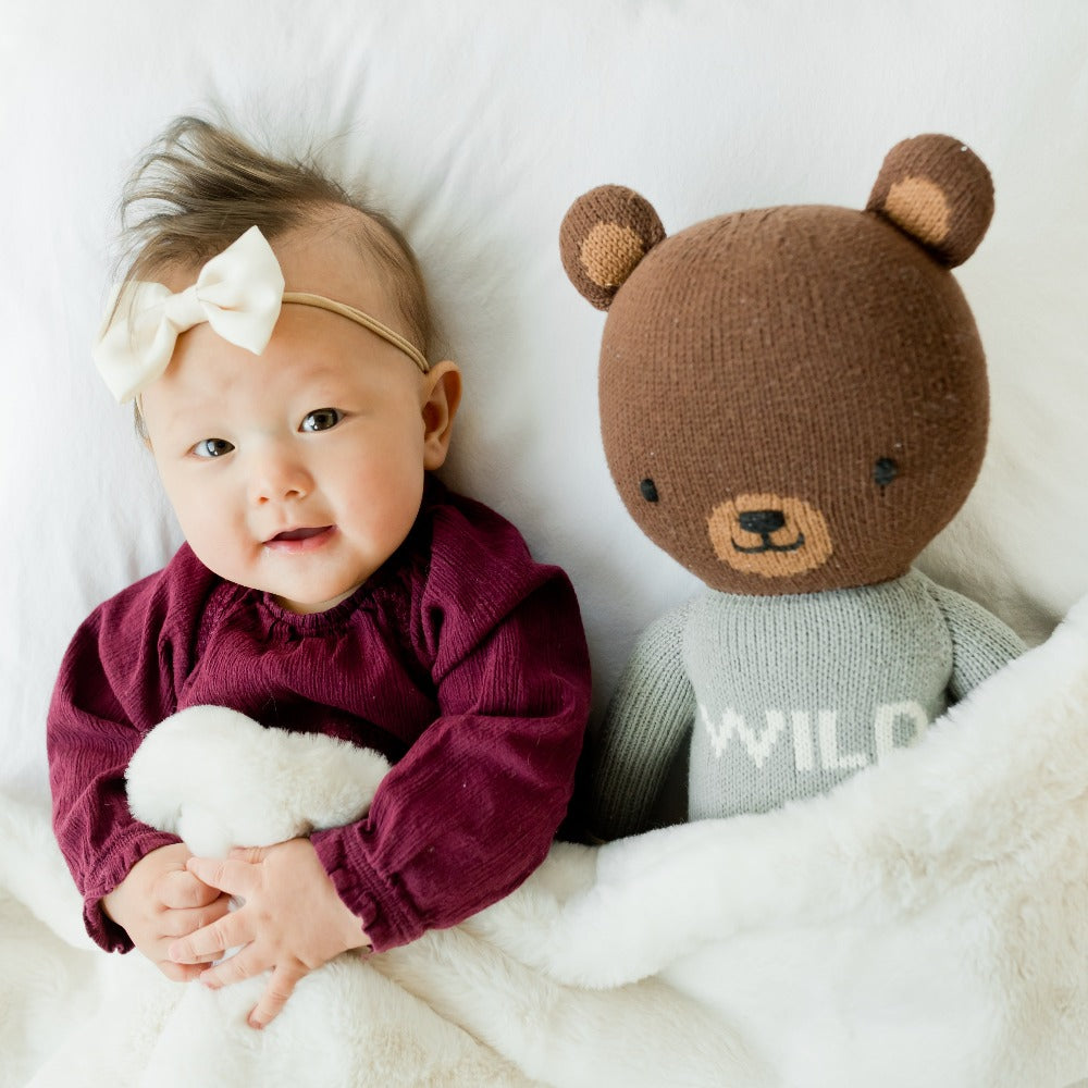 Saranoni Arctic Hare Grand Faux Fur Receiving Blanket