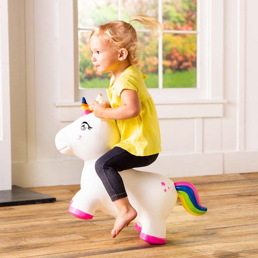 Hearthsong Bouncy Inflatable Animal Jump-Along Unicorn