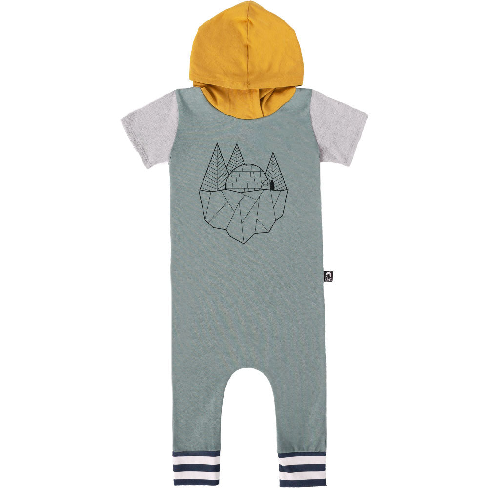 Short Sleeve Cross Front Hooded Rag - Goblin Blue with Black Igloo by RAGS