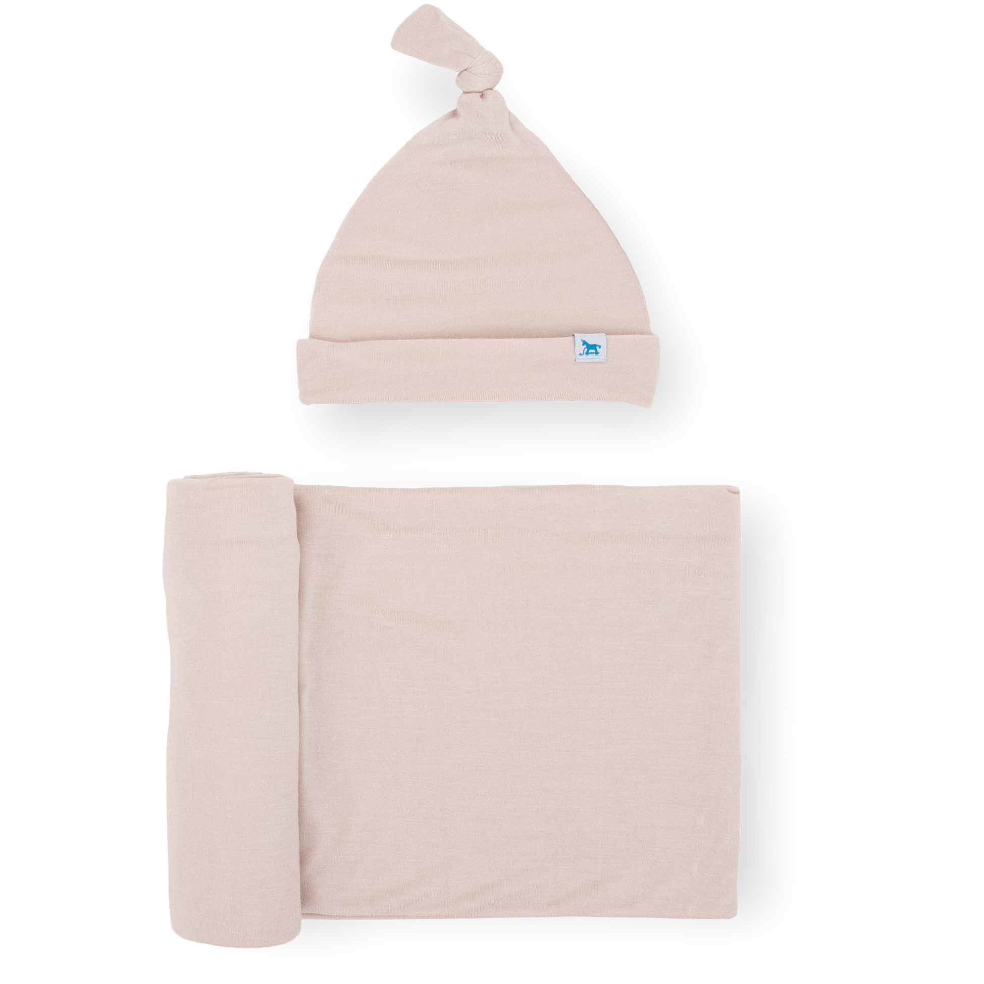 Little Unicorn Stretch Knit Swaddle and Hat Set | Soft Blush