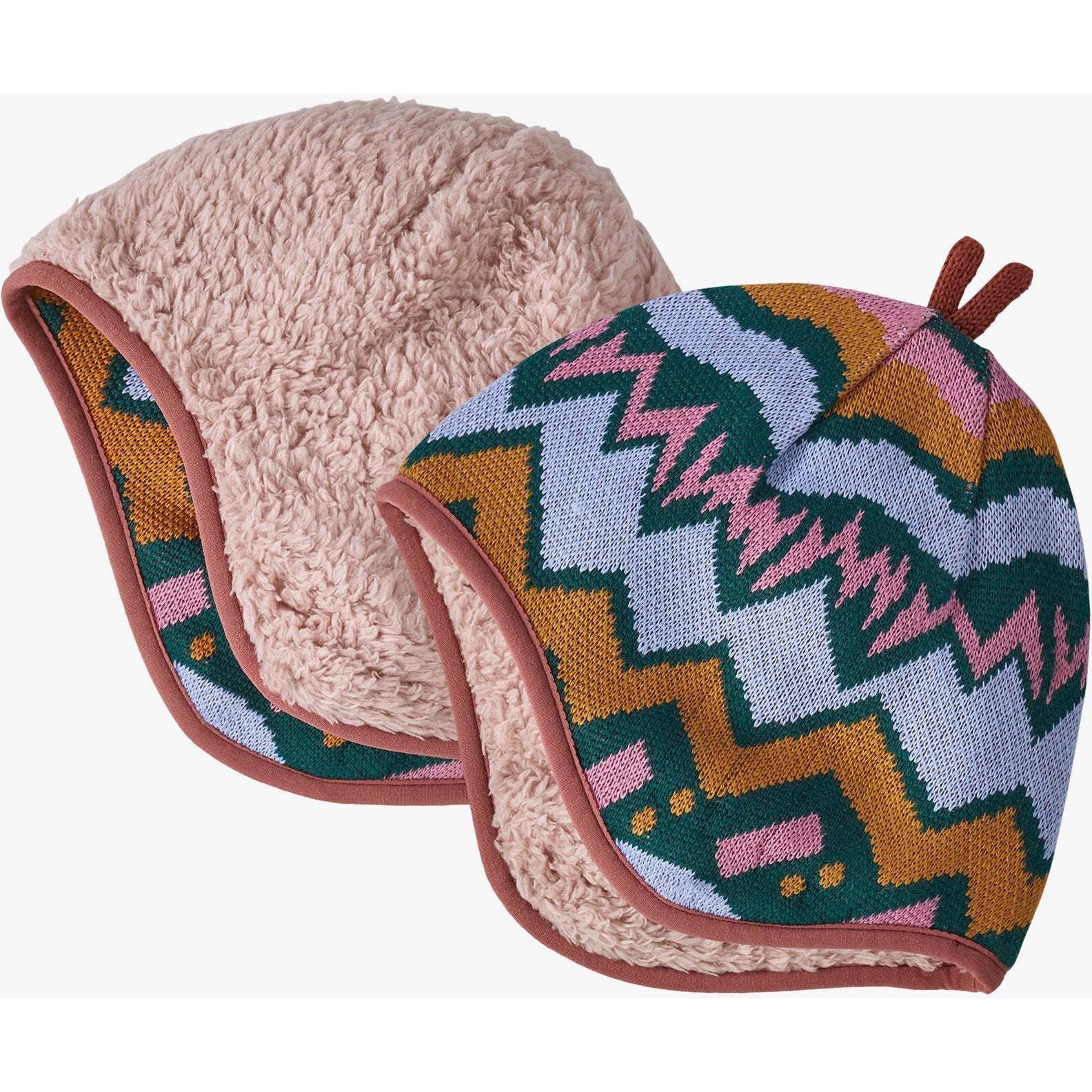Patagonia Baby Reversible Beanie | Lofoten Geo Knit Fuzzy Mauve