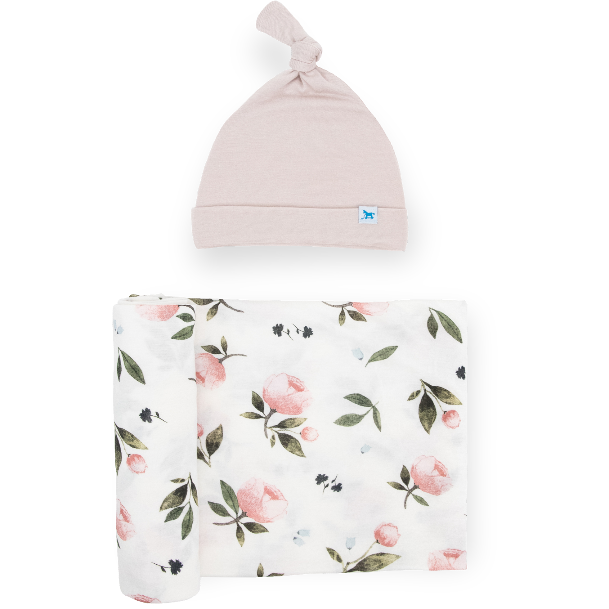 Little Unicorn Stretch Knit Swaddle and Hat Set | Watercolor Rose