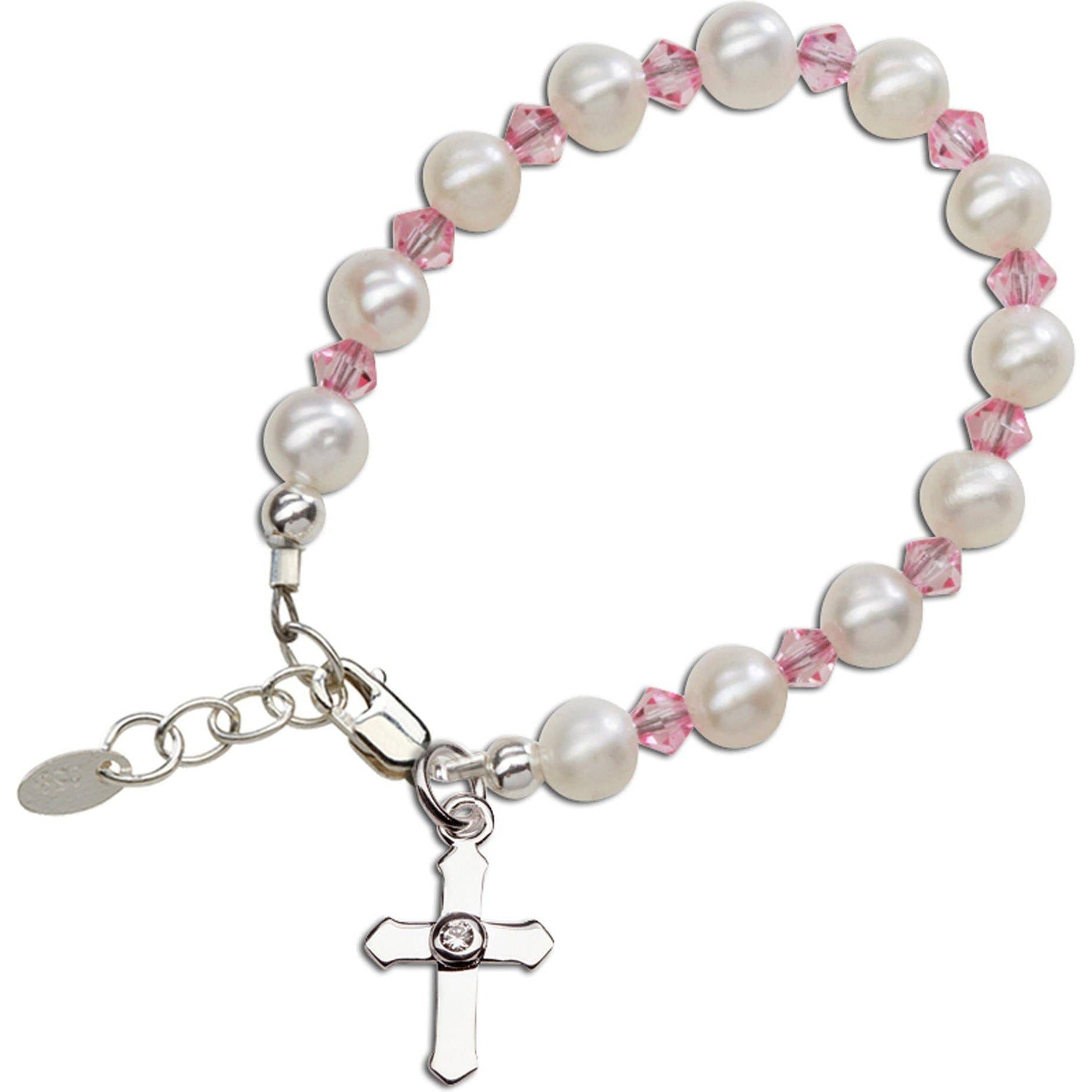 Cherished Moments Halle Sterling Silver Pink Cross Baby & Girls Bracelet