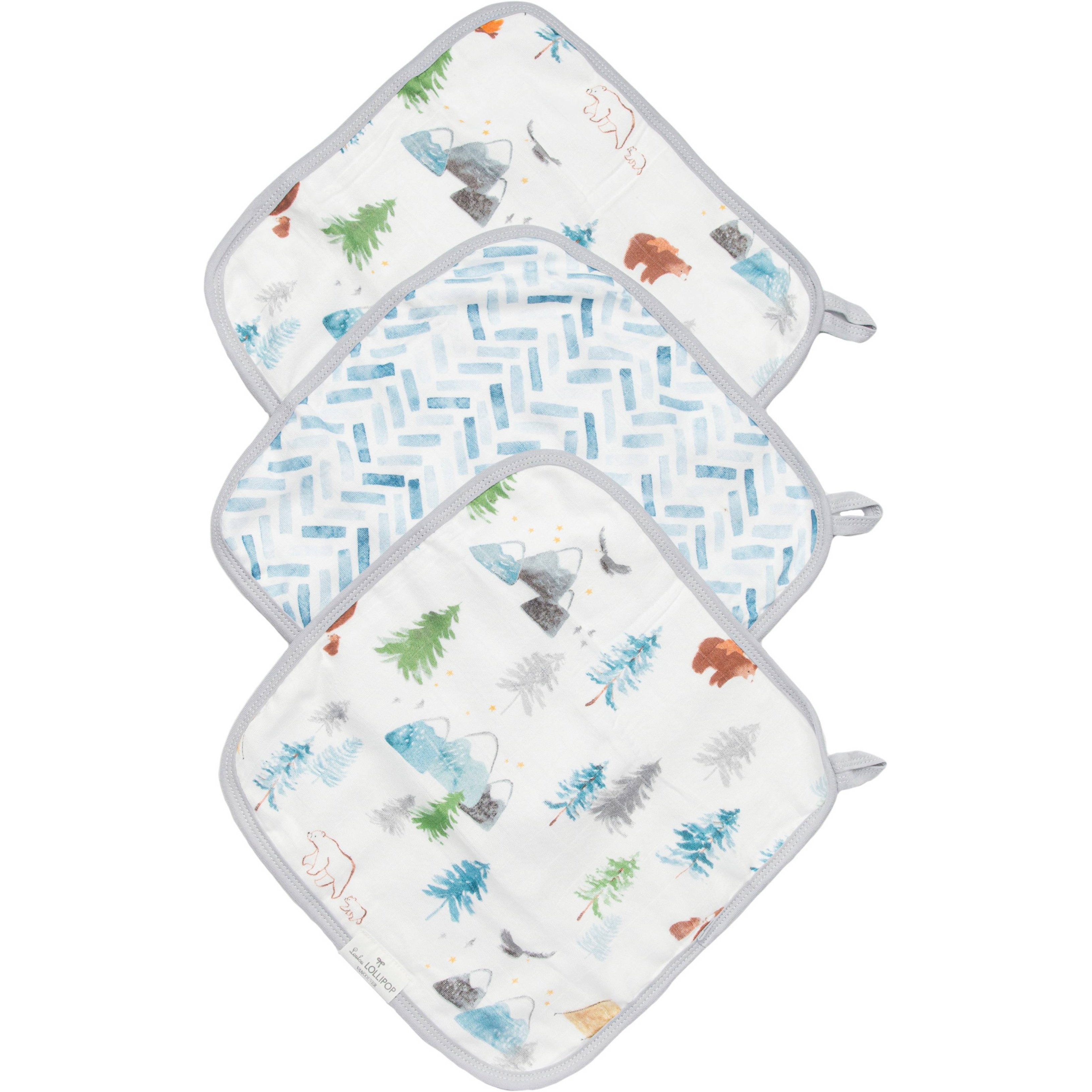 Loulou Lollipop Washcloths 3-pieces Set | Adventure Begins