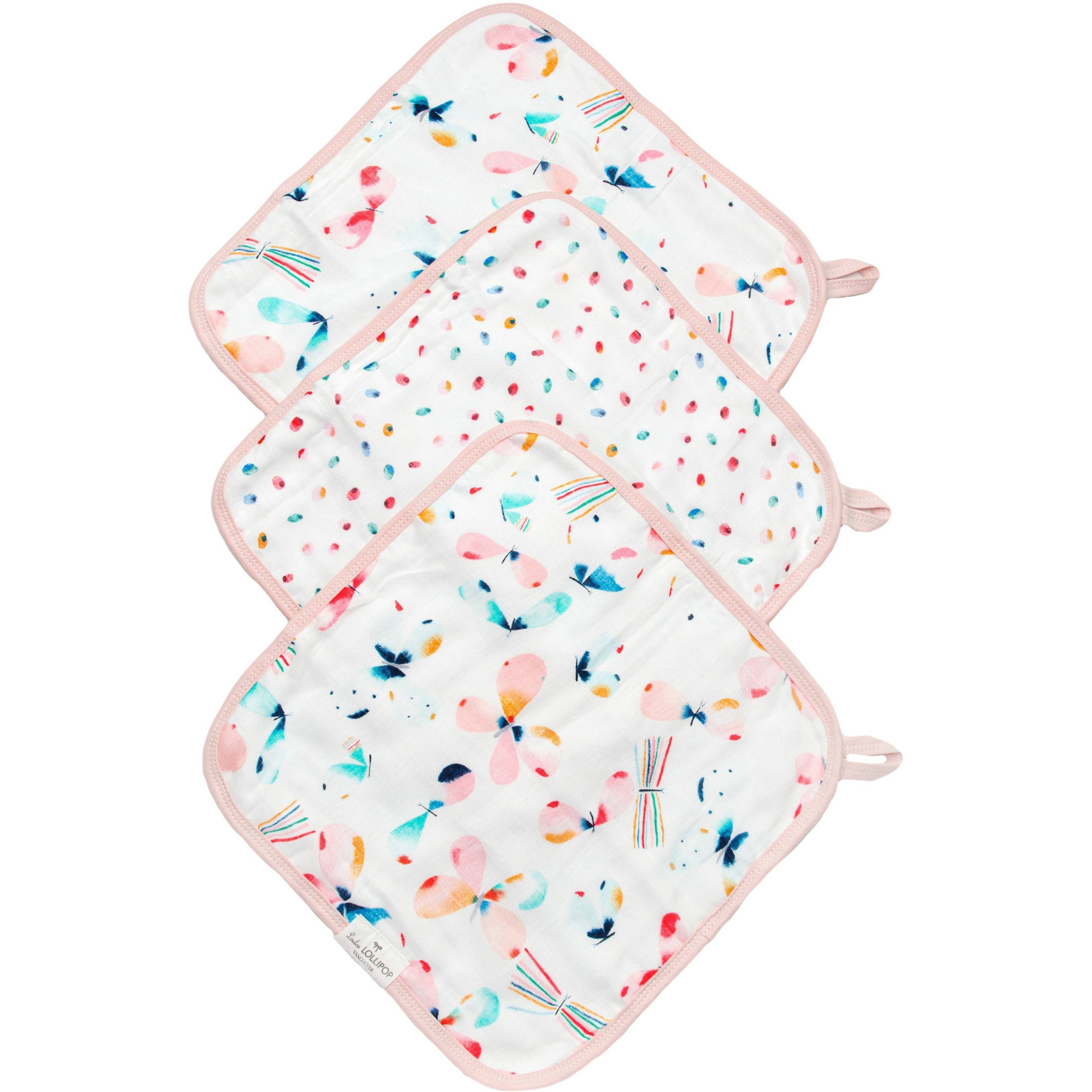 Loulou Lollipop Washcloths 3-pieces Set | Butterfly