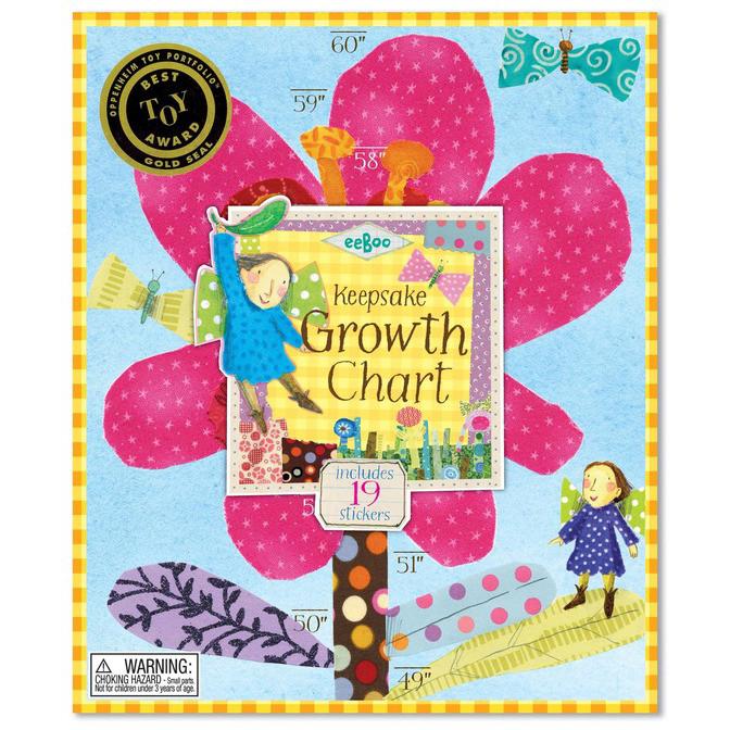 Eeboo Growth Chart Hot Pink Flower