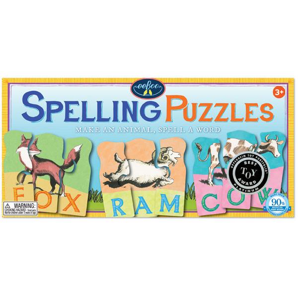 Eeboo 3-piece Puzzles Animals Spelling