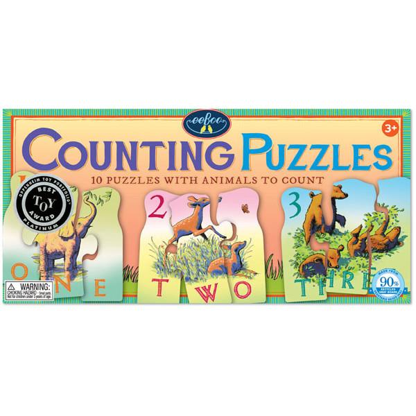 Eeboo 3-piece Puzzles Animals Counting