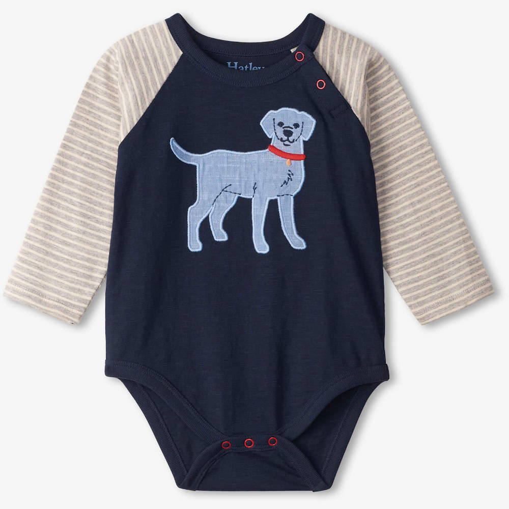 Hatley Blue Pup Baby Raglan Onesie