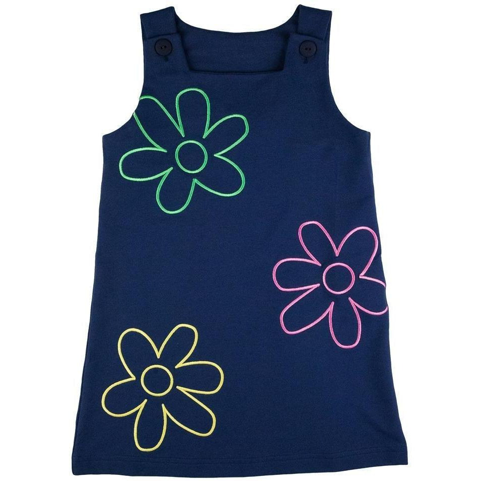 Florence Eiseman Navy French Terry Jumper With Flower Outlines