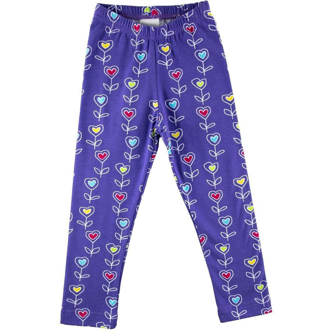 Florence Eiseman Purple Heart Flower Print Knit Leggings