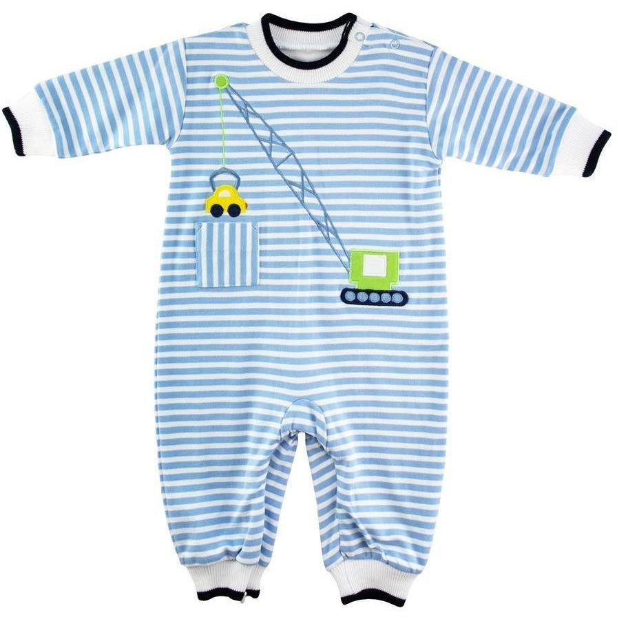 Florence Eiseman Stripe Knit Longall with Crane & Car