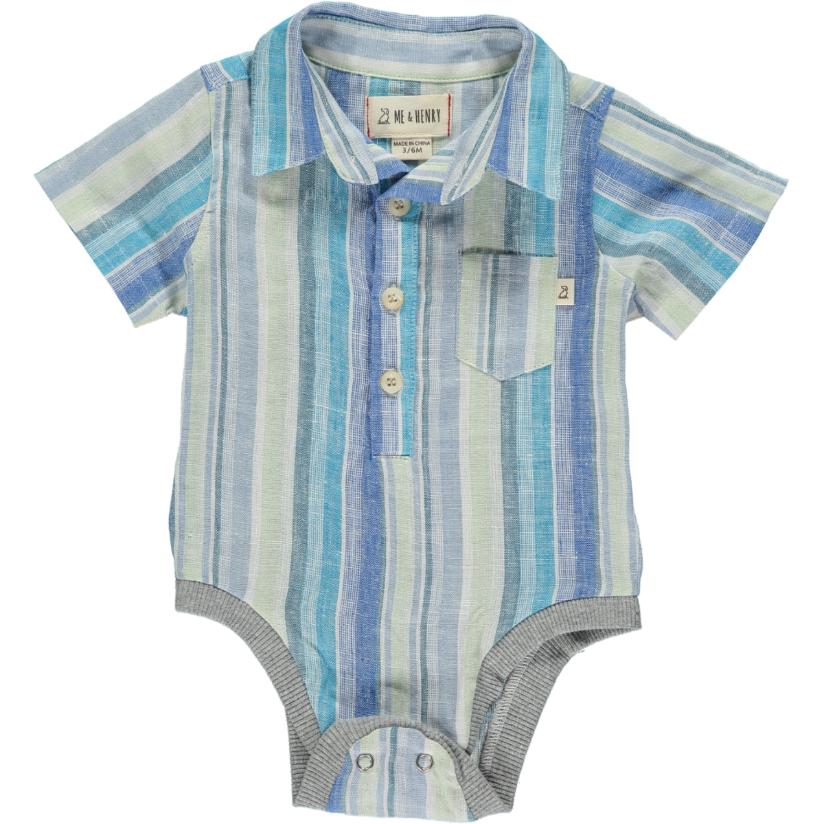 Me & Henry Blue/Green Stripe Woven Body
