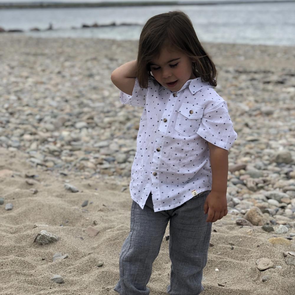 Me & Henry Navy Dot Shortsleeve Shirt