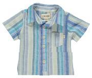 Me & Henry Blue/Green Stripe Linen Mix Shortsleeve Shirt