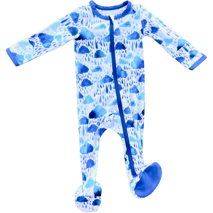 Kozi & Co. Footie Zipper | Rainclouds
