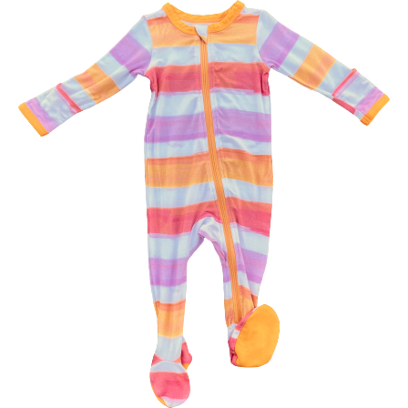 Kozi & Co. Footie Zipper | Pink Stripe