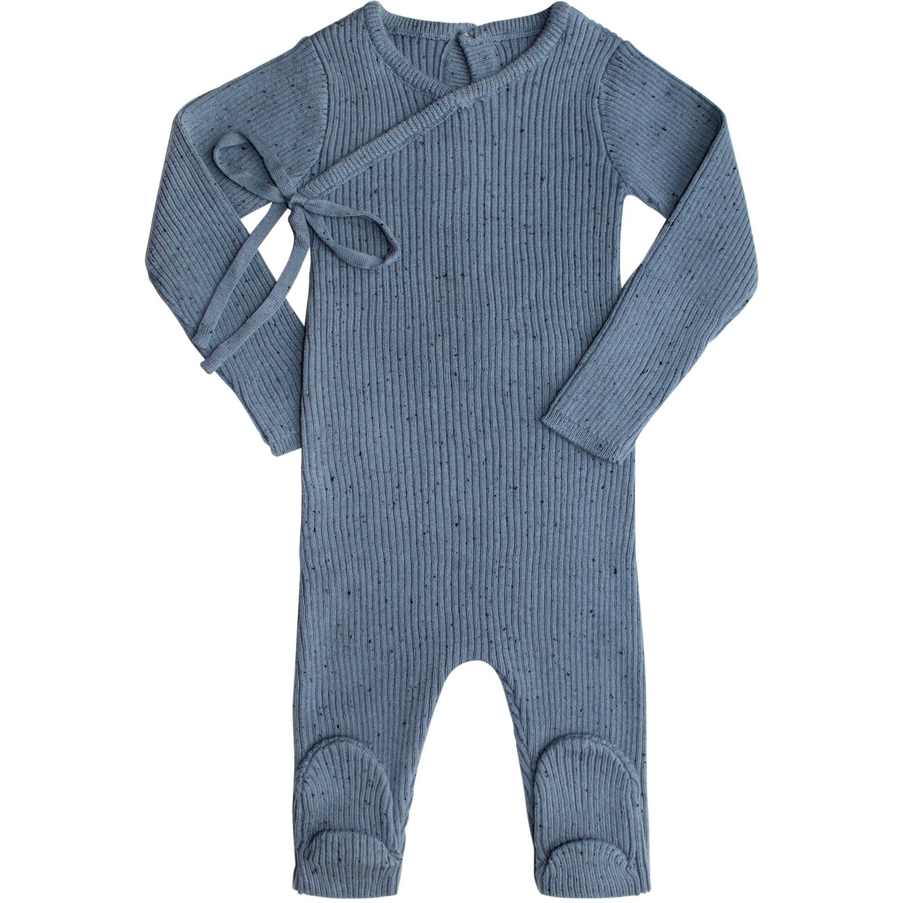 Pippin Speckled Ribbed Knit Footie Indigo