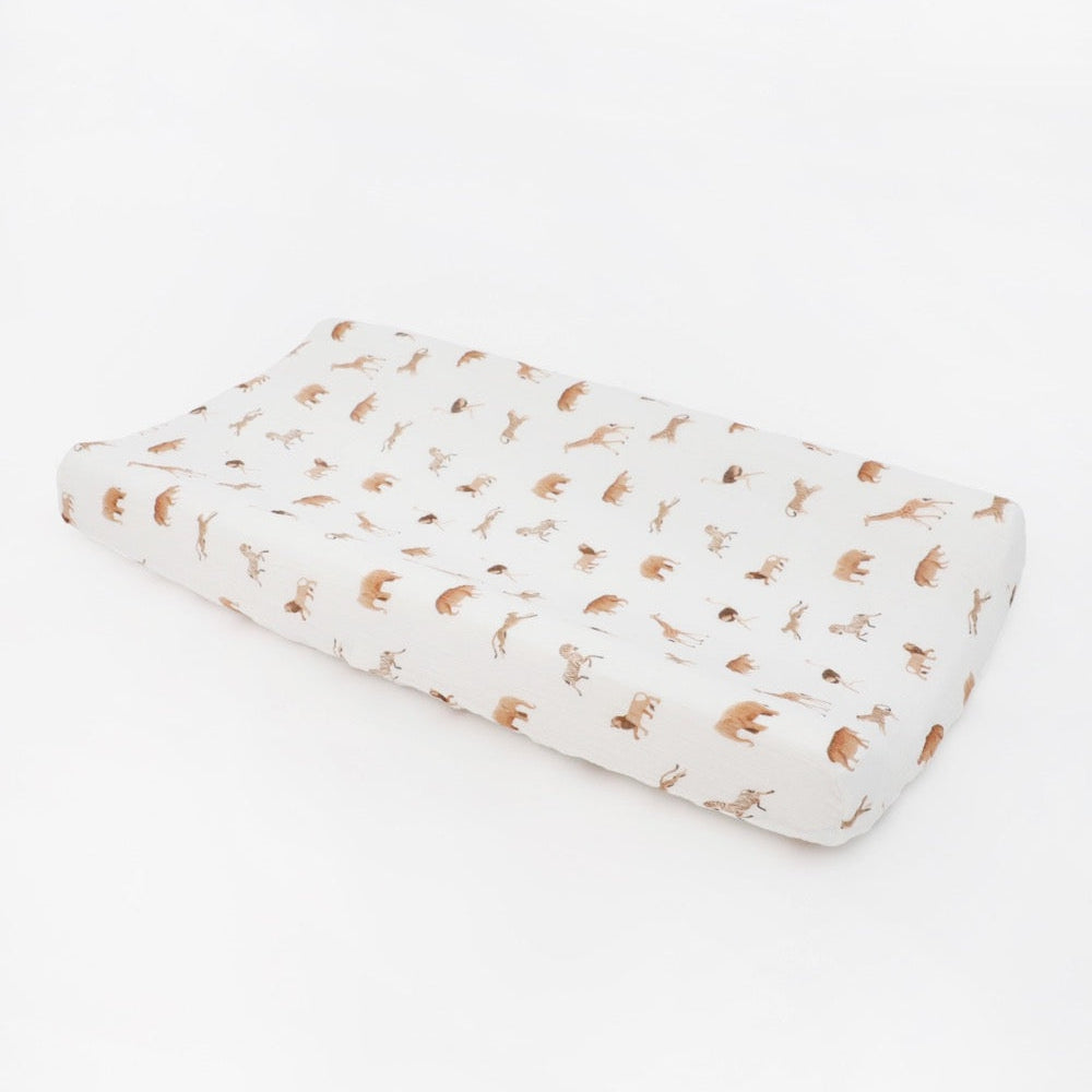 Little Unicorn Organic Cotton Muslin Changing Pad Cover | Animal Crackers
